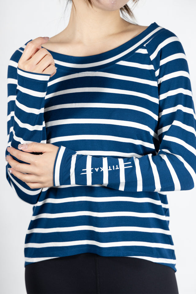 Luciana Striped Wide Collar Long Sleeve