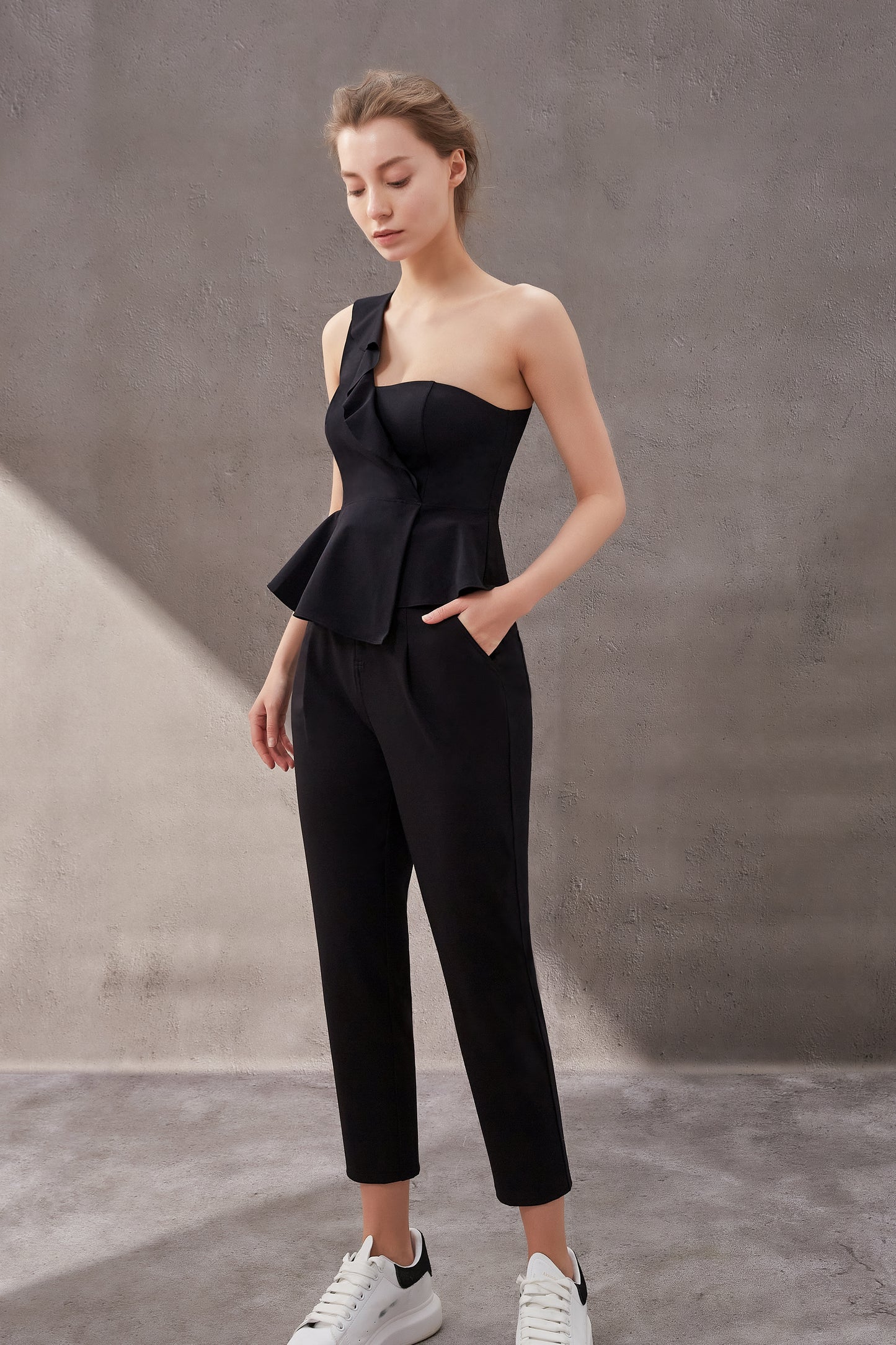 Peplum One Shoulder Top