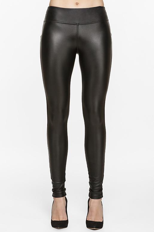 Black Sleek Vegan Leather - Kaya Leggings