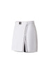 Chic Side Split Tennis Skirt for women in a crisp white color. Features a high waistband, side splits for enhanced movement, and built-in shorts for comfort and coverage, perfect for tennis and active wear.