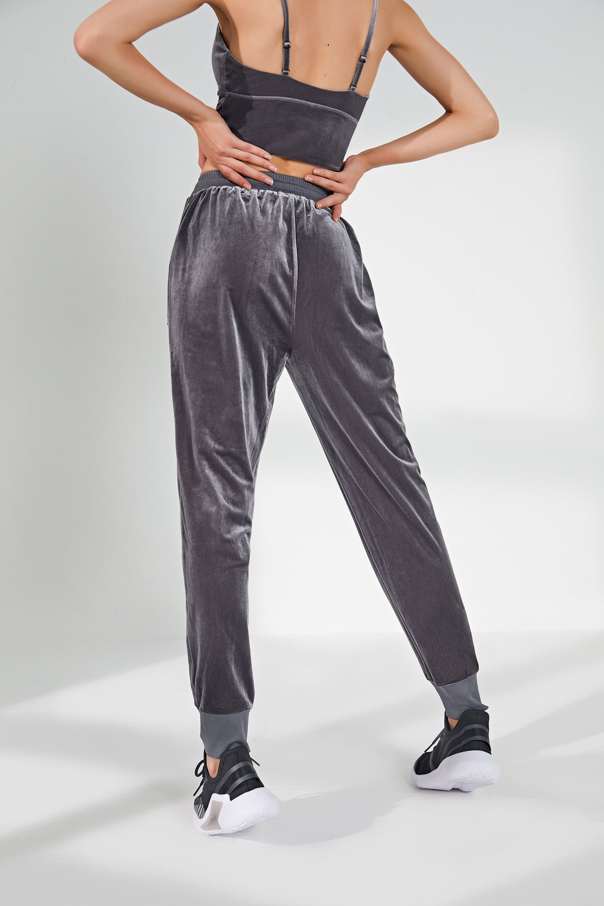 Grey velvet sales joggers