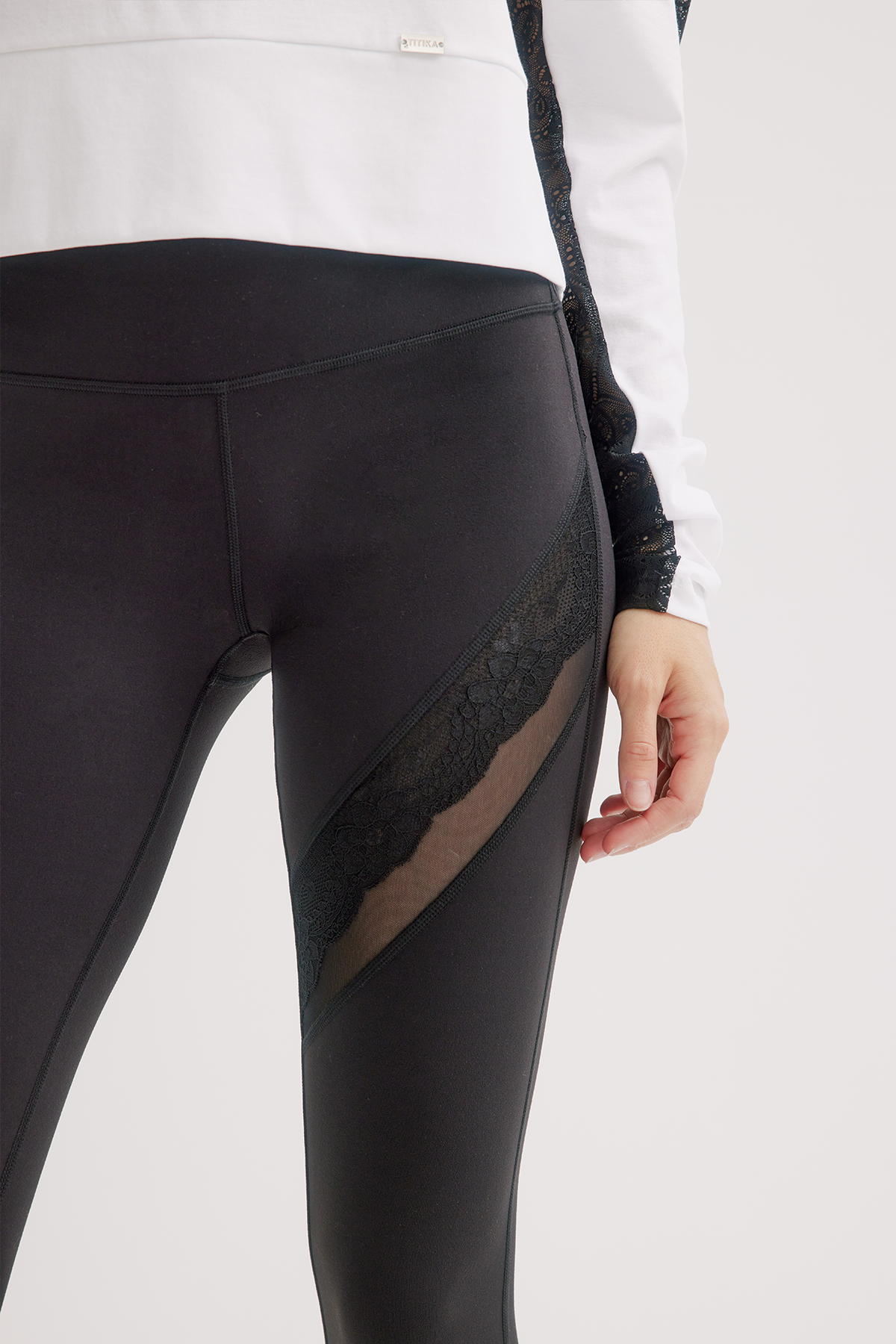 Elza TA - Legging rayé en dentelle