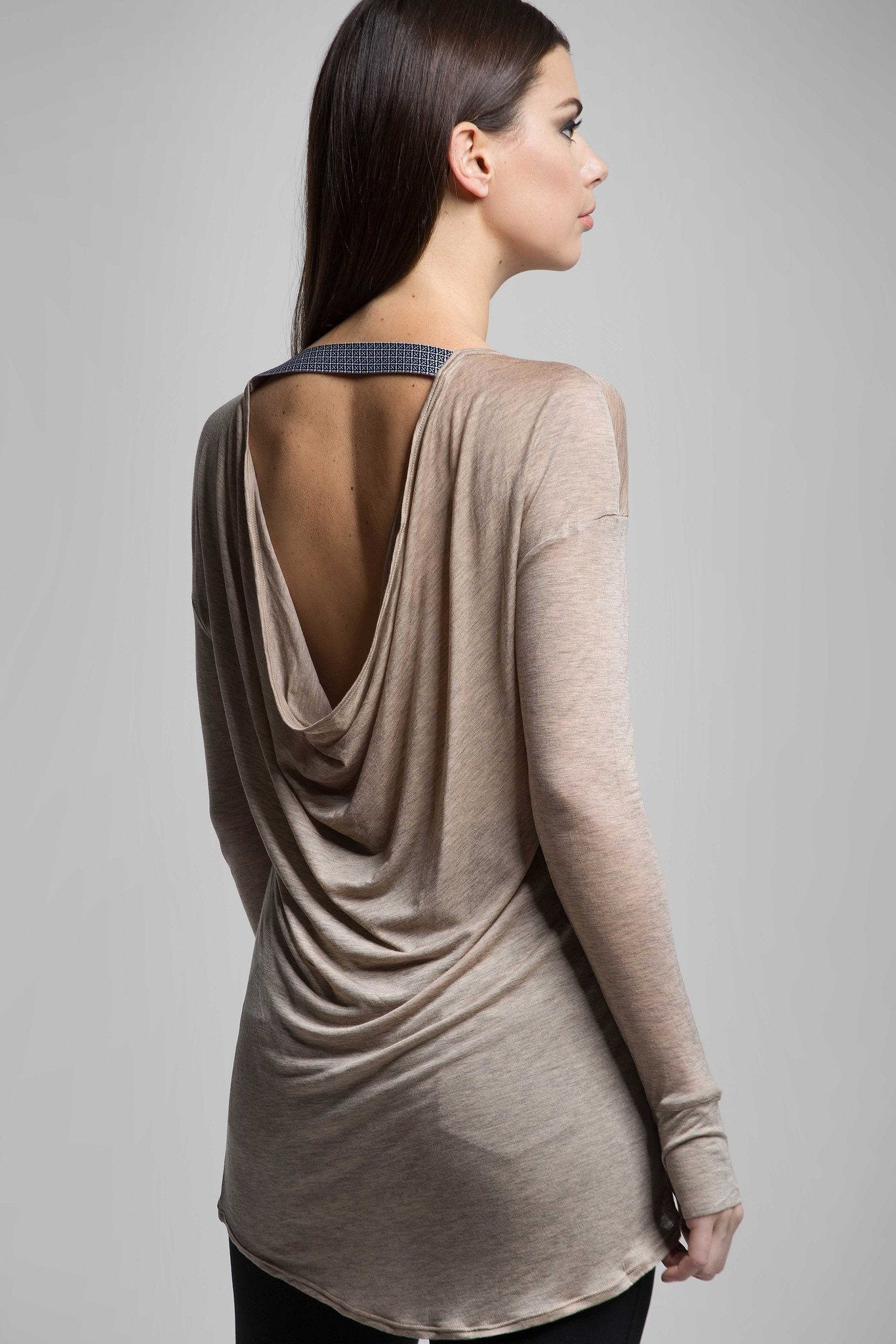 Carmen Open Back Long Sleeve Silk Top