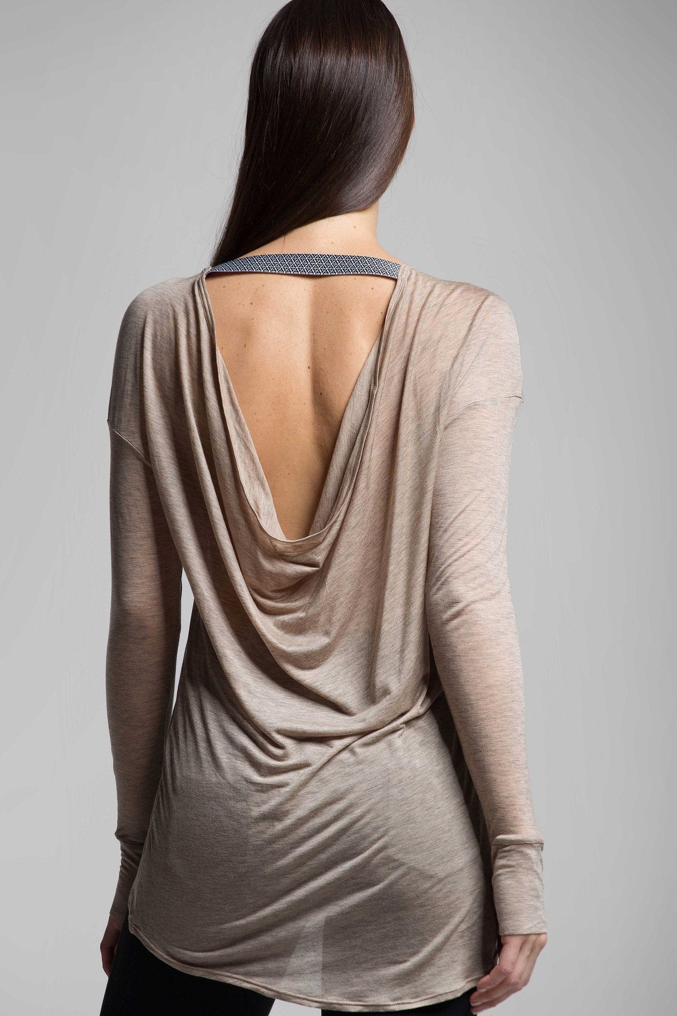 Carmen Open Back Long Sleeve Silk Top